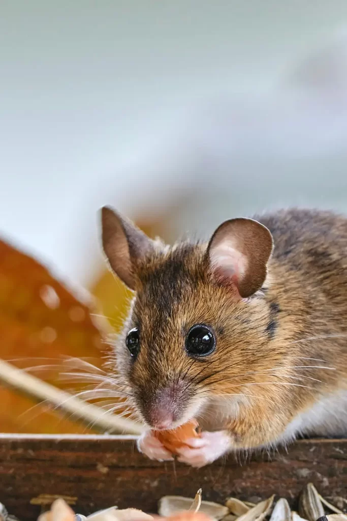 Mouse eating food scraps