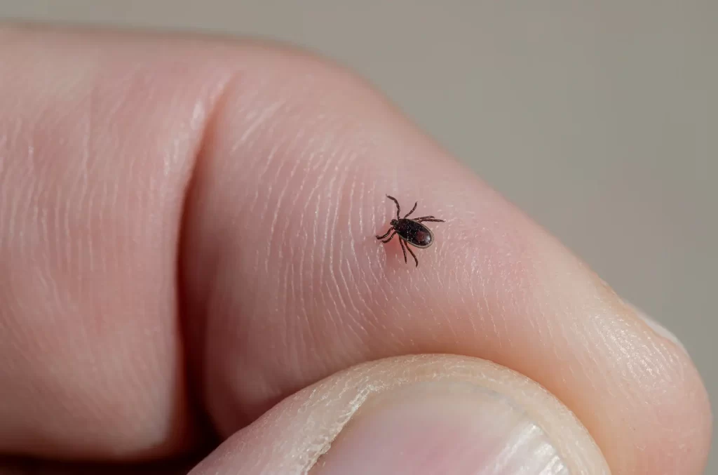 Size comparison of a tick and an adult human hand